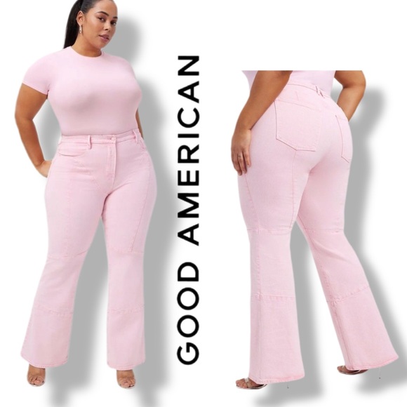 Good American Denim - Good American Like New Good Legs Flare Mineral Rose Quartz Pink Jeans Size 10/30